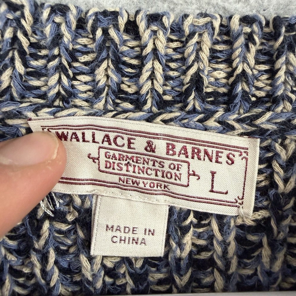 Wallace & Barnes Sweater‎ Mens L Blue Crewneck Pullover Knit Chunky J Crew Heavy - Picture 4 of 8
